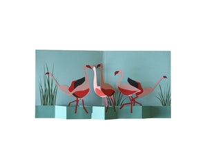 Pop-up kort med flamingoer